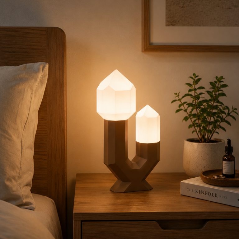 Lunite PETRA Table Lamp – Modern Minimalist Crystal Inspired Style Ambient Light Home Decoration / Lampu Tidur / Lampu Meja Desain Minimalis Inspirasi Pola Kristal