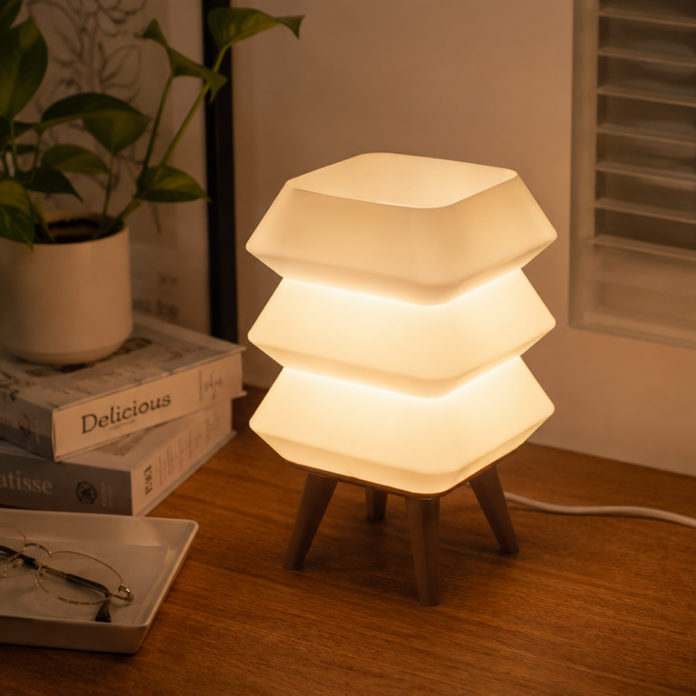 Lunite QUARTZ Table Lamp – Modern Minimalist Stacked Square Geometry Style Ambient Light Home Decoration / Lampu Tidur / Lampu Meja Desain Minimalis Geometri Persegi Kubus Bertumpuk